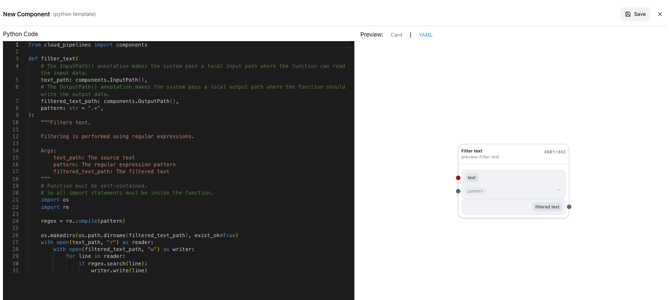In-app component editor interface